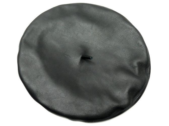 NEW DIOR D-DREAM LEATHER BERET HAT BLACK 56 M LOGO LEATHER CAP HAT NEW - view 5