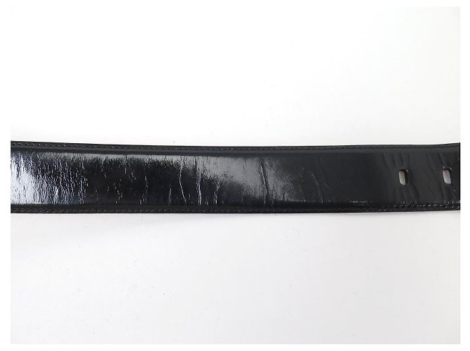 NEU CHRISTIAN DIOR T85 GÜRTEL AUS SCHWAREM LACKLEDER - Ansicht 13