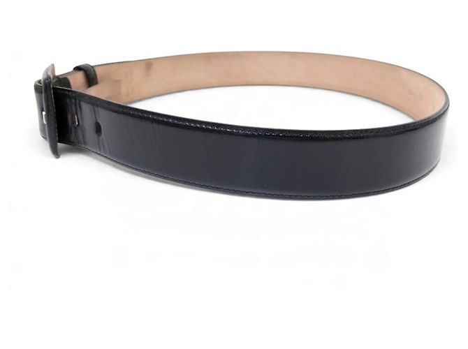 NEU CHRISTIAN DIOR T85 GÜRTEL AUS SCHWAREM LACKLEDER - Ansicht 2