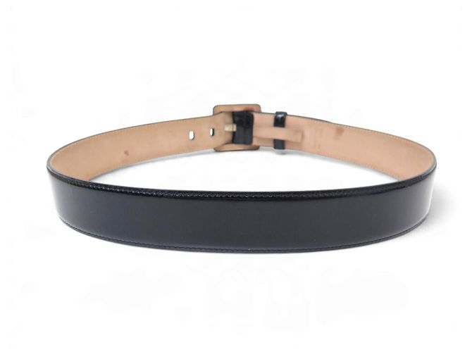 NEU CHRISTIAN DIOR T85 GÜRTEL AUS SCHWAREM LACKLEDER - Ansicht 3
