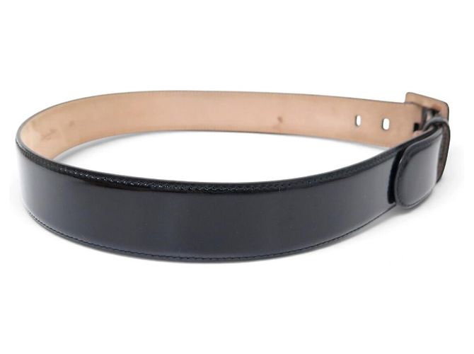 NEU CHRISTIAN DIOR T85 GÜRTEL AUS SCHWAREM LACKLEDER - Ansicht 4