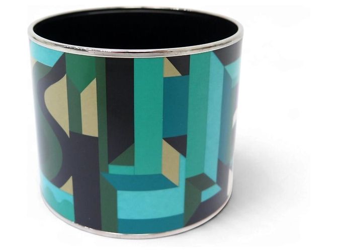 Hermès NEU HERMES PERSPECTIVE CAVALIERE EMAIL MANCHETTE ARMBAND XL 19CM BANGLE - Ansicht 2