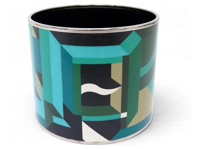 Hermès NEU HERMES PERSPECTIVE CAVALIERE EMAIL MANCHETTE ARMBAND XL 19CM BANGLE - Ansicht 3