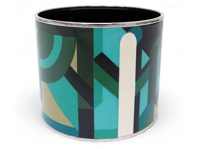 Hermès NEU HERMES PERSPECTIVE CAVALIERE EMAIL MANCHETTE ARMBAND XL 19CM BANGLE - Ansicht 4