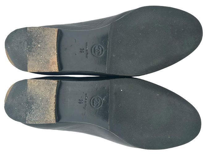 Ballerine Chanel in pelle nera con logo CC intrecciato - vista 12