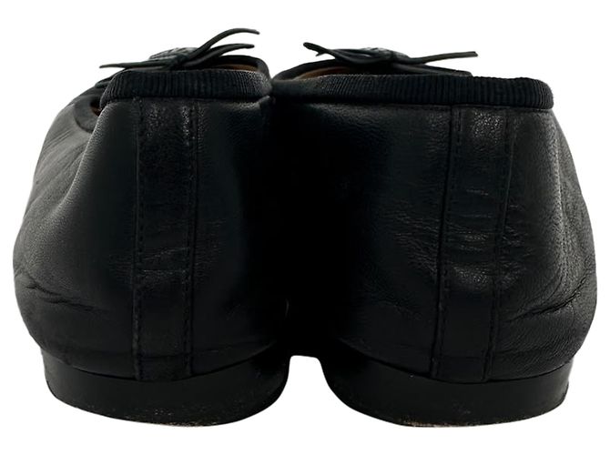 Ballerine Chanel in pelle nera con logo CC intrecciato - vista 6