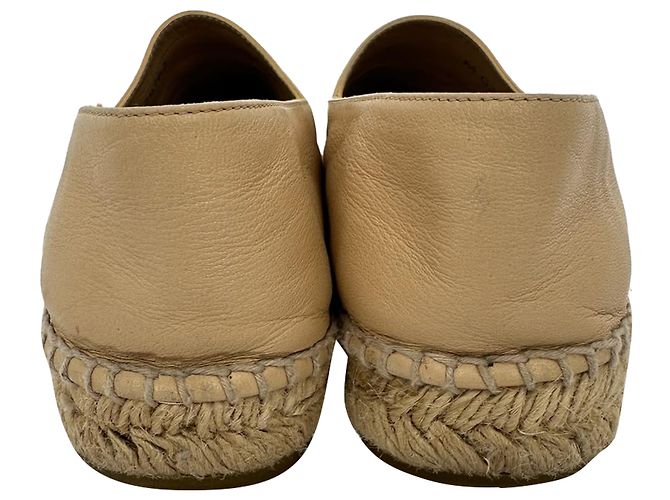 Espadrillas Chanel in pelle beige con logo CC intrecciato - vista 6