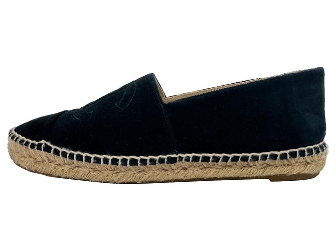 Espadrillas Chanel in velluto nero con logo CC intrecciato - vista 6