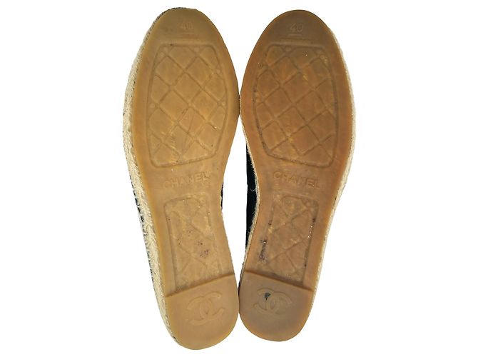 Espadrillas Chanel con logo CC intrecciato in pelle nera - vista 11