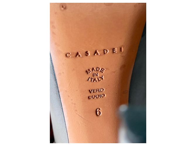 Casadei Botas altas de piel gris con tacón geométrico - vista 7