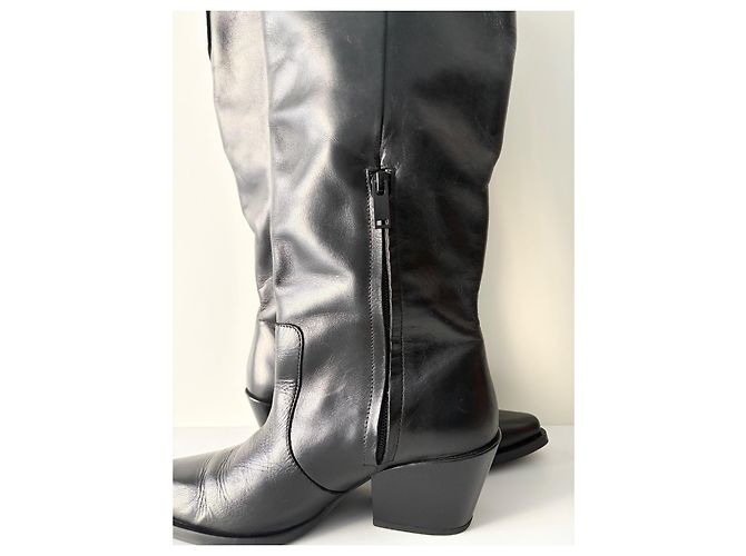 & Other Stories Botas altas de piel negras - vista 3