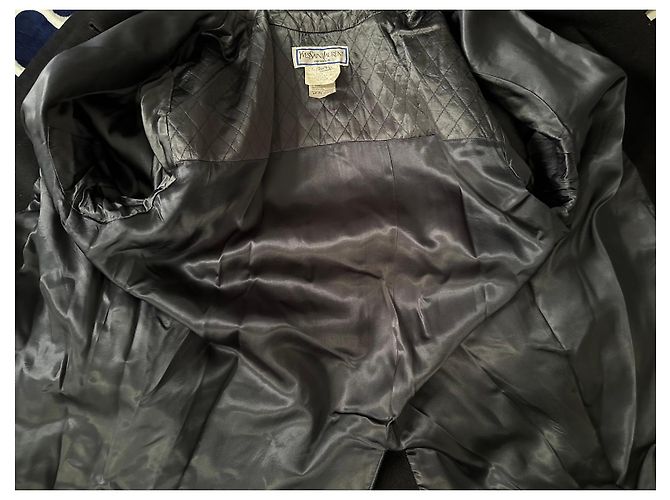 Abrigo Yves Saint Laurent Variations de lana y alpaca azul marino - vista 12