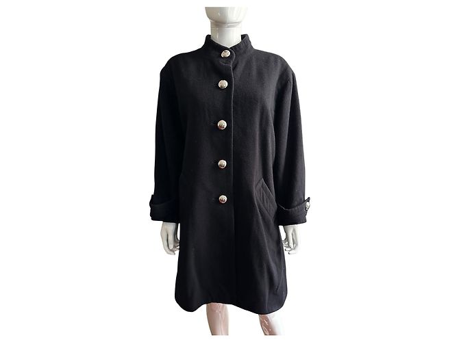 Abrigo Yves Saint Laurent Variations de lana y alpaca azul marino - vista 14