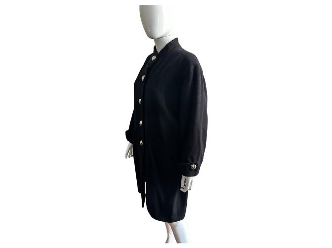 Abrigo Yves Saint Laurent Variations de lana y alpaca azul marino - vista 15