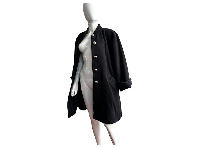 Abrigo Yves Saint Laurent Variations de lana y alpaca azul marino - vista 17