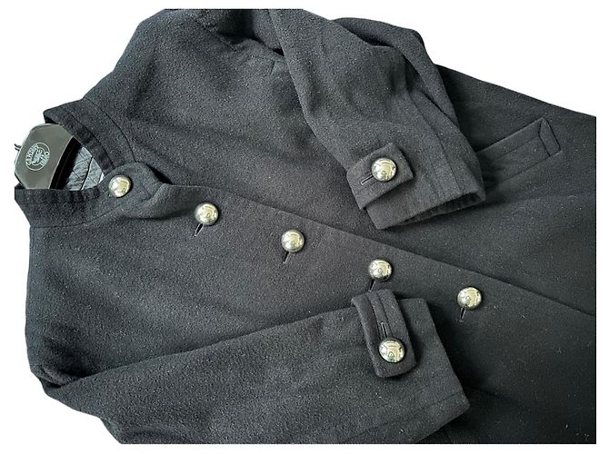 Abrigo Yves Saint Laurent Variations de lana y alpaca azul marino - vista 4