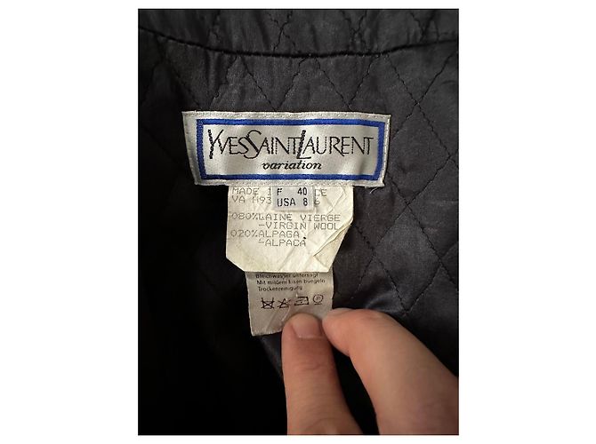 Abrigo Yves Saint Laurent Variations de lana y alpaca azul marino - vista 7