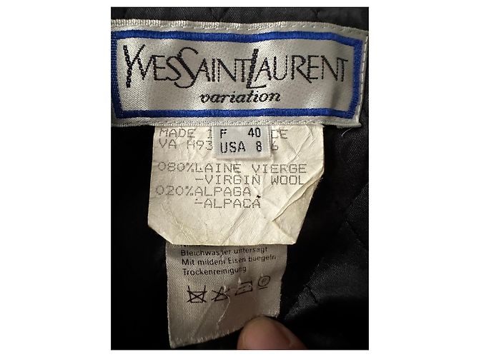 Abrigo Yves Saint Laurent Variations de lana y alpaca azul marino - vista 8