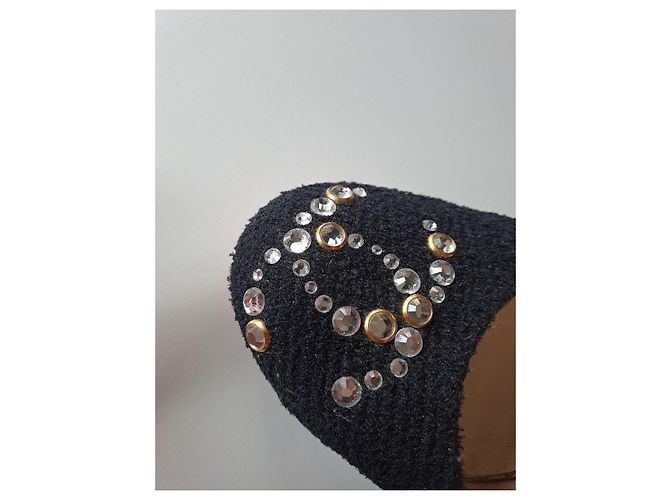 Décolleté Chanel Tweed Nero Strass CC - vista 4