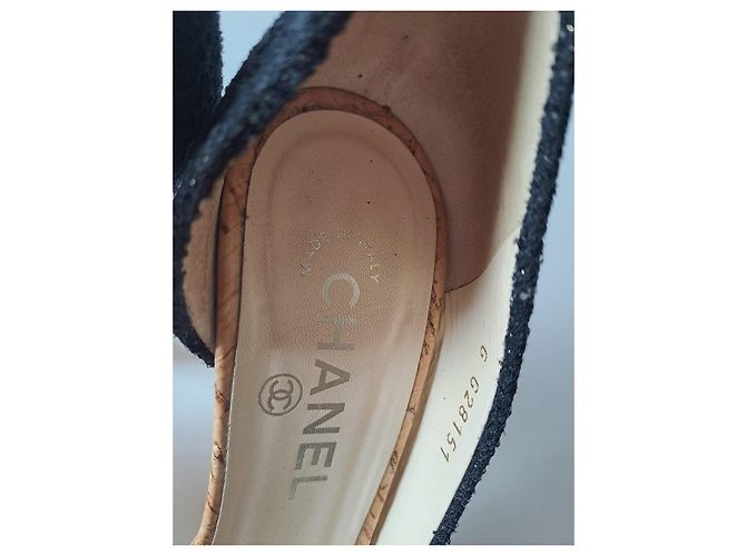 Décolleté Chanel Tweed Nero Strass CC - vista 5