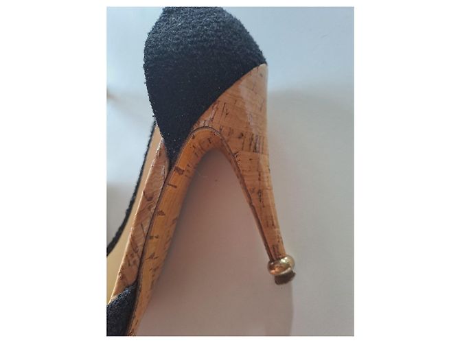 Décolleté Chanel Tweed Nero Strass CC - vista 6