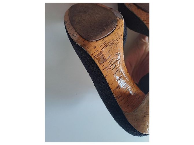 Décolleté Chanel Tweed Nero Strass CC - vista 9