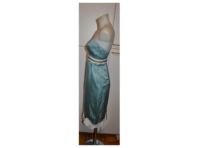 Coast Weber Haus Hellblaues Seidenmidi-Kleid mit Spitze - Ansicht 3