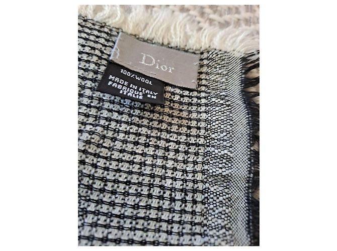 Dior Wollenschal mit CD-Logo - Grau und Schwarz - Ansicht 2