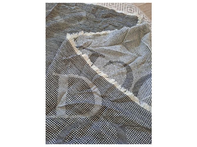Dior Wollenschal mit CD-Logo - Grau und Schwarz - Ansicht 8