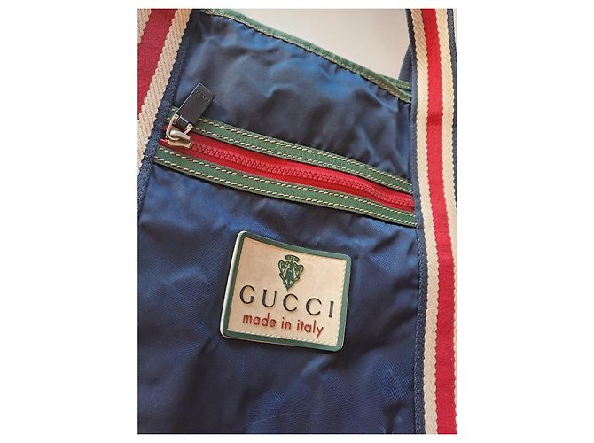 Borsa shopper Gucci in nylon e tela - vista 4