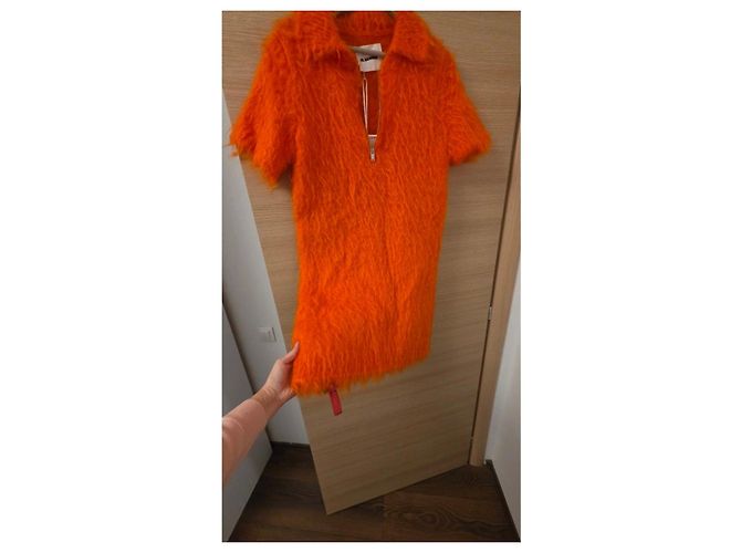 Jil Sander Mohair Polo Mini-Kleid Orange - Ansicht 5