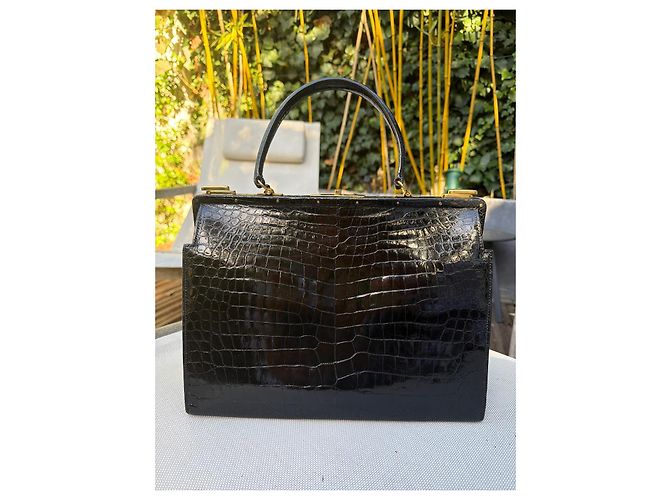 Hermès Borsa 404 Doctor Bag in Coccodrillo Nero - vista 3