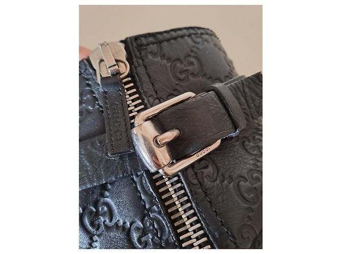 Gucci Leder-Bikerstiefeletten Schwarz GG Monogramm - Ansicht 16