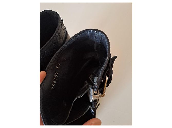 Gucci Leder-Bikerstiefeletten Schwarz GG Monogramm - Ansicht 7