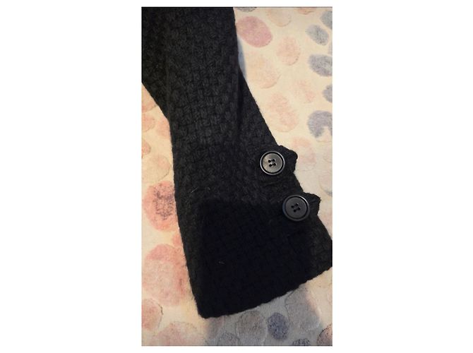 Mango Black Textured Knit Wool-Blend Coat - view 10