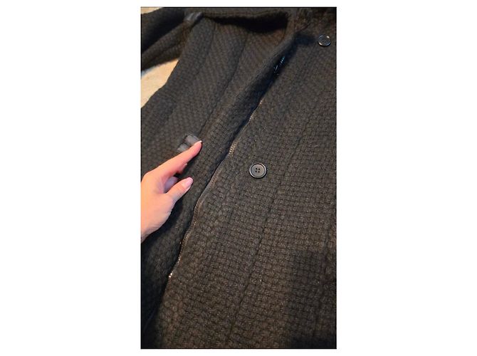 Mango Black Textured Knit Wool-Blend Coat - view 2