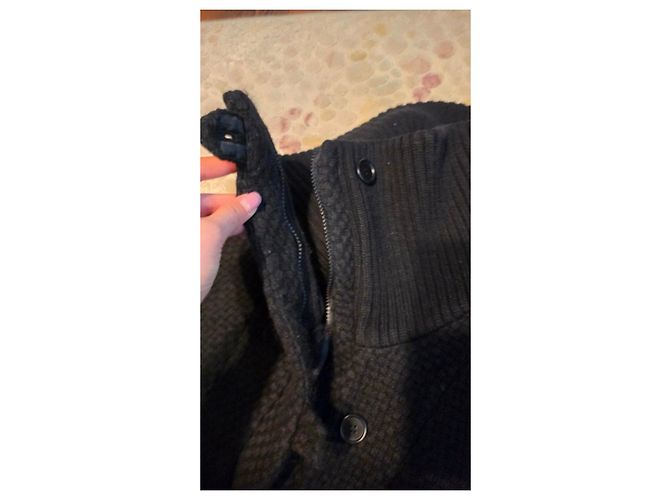 Mango Black Textured Knit Wool-Blend Coat - view 5