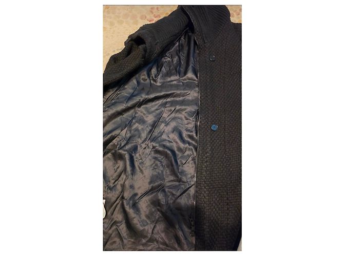 Mango Black Textured Knit Wool-Blend Coat - view 9