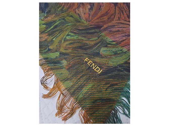 Fendi mehrfarbiger Wollschal mit abstraktem Muster - Ansicht 2