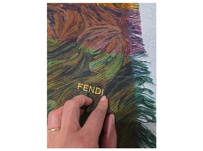 Fendi mehrfarbiger Wollschal mit abstraktem Muster - Ansicht 3