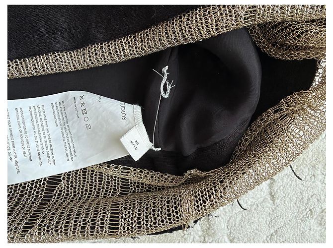 Autre Marque GIA STUDIOS Top de seda negro con flecos metálicos - vista 12
