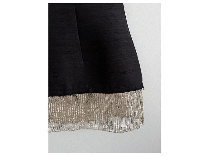 Autre Marque GIA STUDIOS Top de seda negro con flecos metálicos - vista 6