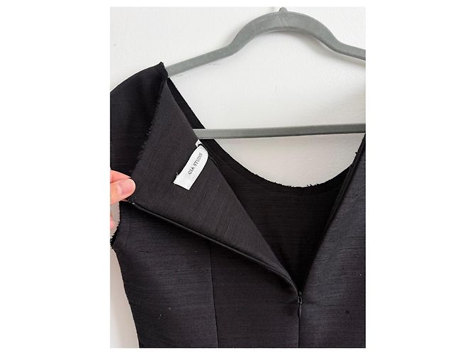 Autre Marque GIA STUDIOS Top de seda negro con flecos metálicos - vista 7