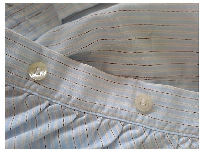 D&G Camisa Riscada Azul Céu com Folhos - vista 10