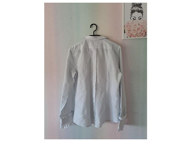 D&G Camisa Riscada Azul Céu com Folhos - vista 6
