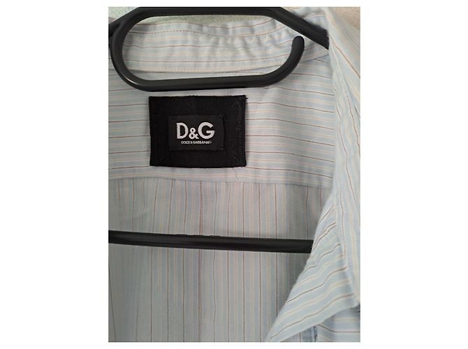 D&G Camisa Riscada Azul Céu com Folhos - vista 7
