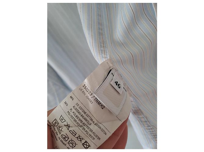 D&G Camisa Riscada Azul Céu com Folhos - vista 8