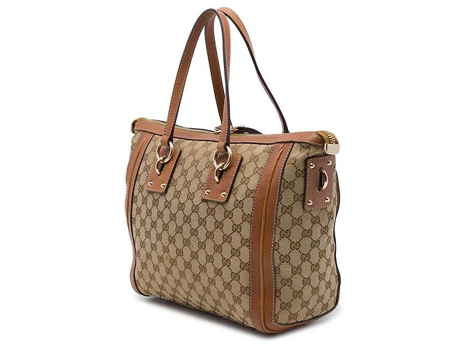 Borsa Satchel Gucci Medium GG Canvas con charm, Beige - vista 2