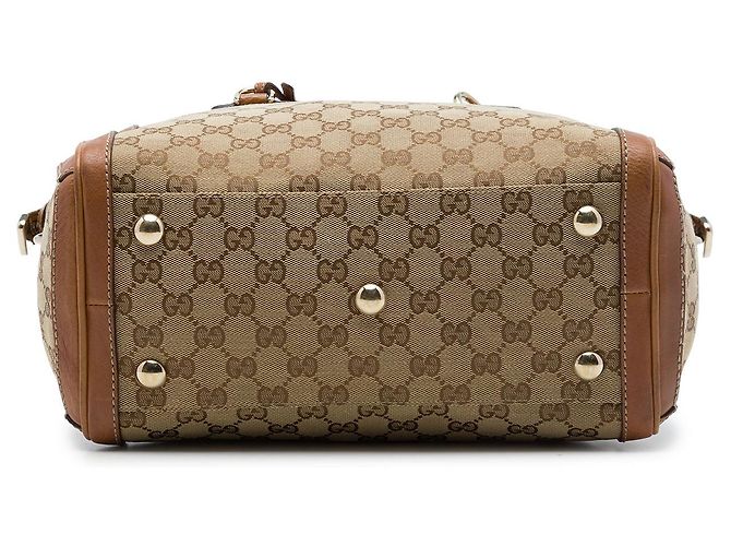 Borsa Satchel Gucci Medium GG Canvas con charm, Beige - vista 3