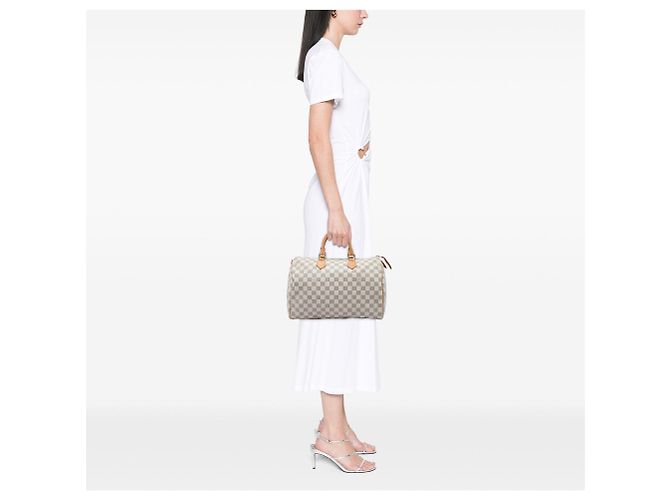 Borsa Boston Louis Vuitton Damier Azur Speedy 35 Bianca - vista 8